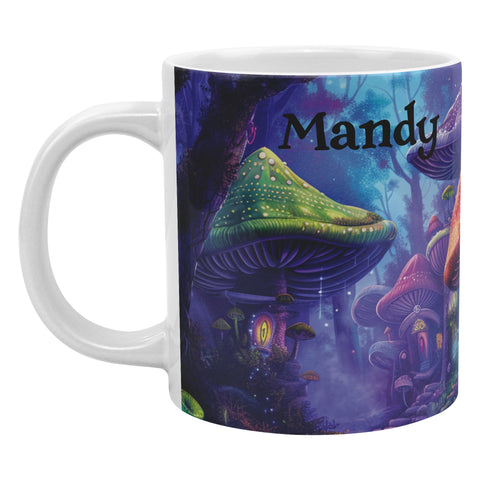 Mushroom Houses Mug - 20 oz Extra Large Coffee Cup - Can be Personalized - Fantasy Forest Mushroom Town