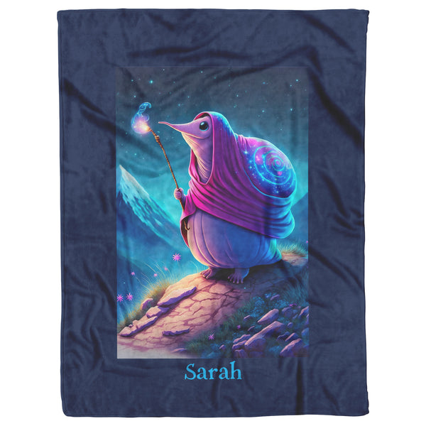 Wizard Snail Blanket - Personalized - Fleece or Sherpa - 3 Sizes - Baby Child Teen Adult Gift