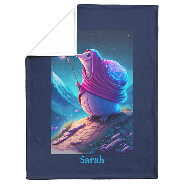 Wizard Snail Blanket - Personalized - Fleece or Sherpa - 3 Sizes - Baby Child Teen Adult Gift