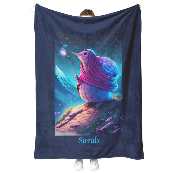 Wizard Snail Blanket - Personalized - Fleece or Sherpa - 3 Sizes - Baby Child Teen Adult Gift