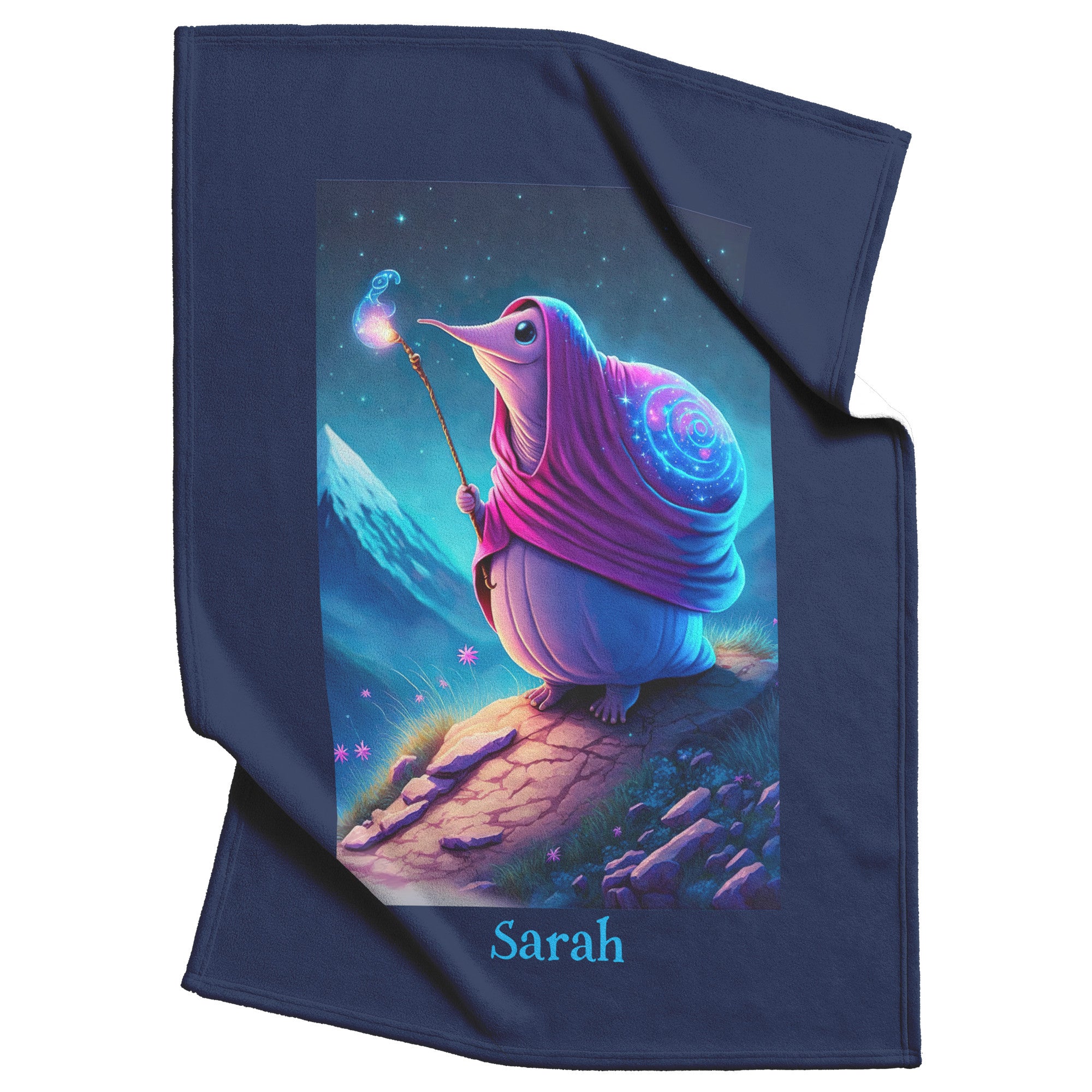 Wizard Snail Blanket - Personalized - Fleece or Sherpa - 3 Sizes - Baby Child Teen Adult Gift