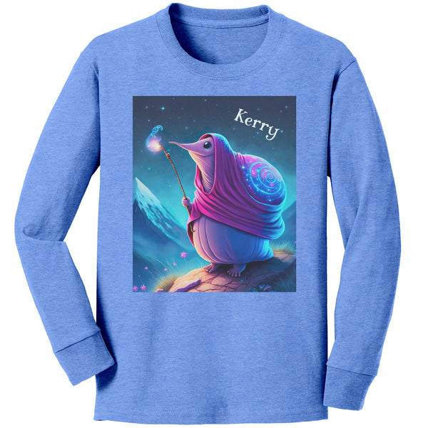 Wizard Snail Toddler Long Sleeve T Shirt - Personalized - 2T-5T - Cotton - Fantasy Theme - Cute Magical - Free Shipping in US!