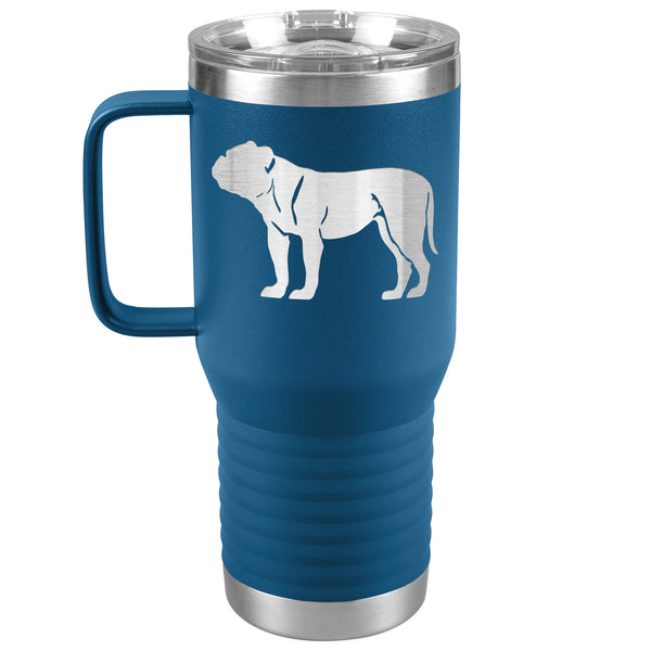 Bulldog Travel Tumbler - Bulldog with Long Tail Travel Mug - 20oz Stainless Steel Insulated Mug with Handle 6 Colors Bulldogge, Can be personalized