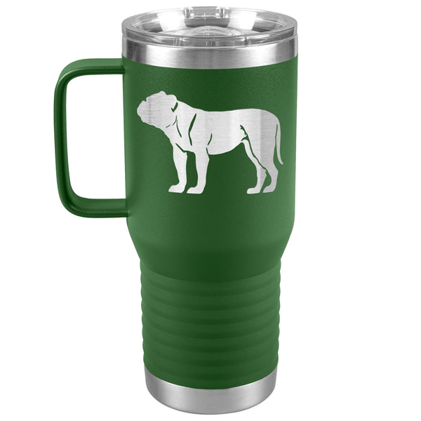 Bulldog Travel Tumbler - Bulldog with Long Tail Travel Mug - 20oz Stainless Steel Insulated Mug with Handle 6 Colors Bulldogge, Can be personalized