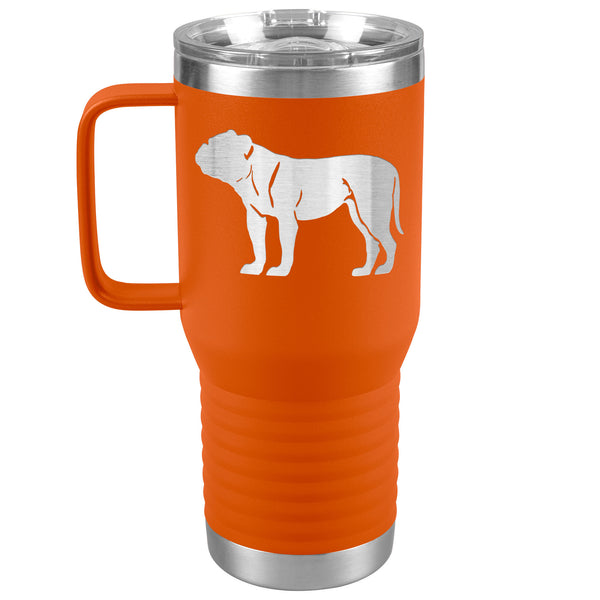 Bulldog Travel Tumbler - Bulldog with Long Tail Travel Mug - 20oz Stainless Steel Insulated Mug with Handle 6 Colors Bulldogge, Can be personalized