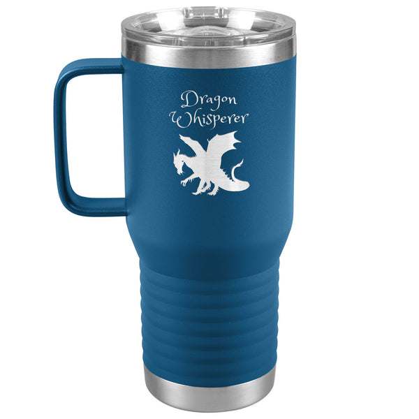 Dragon Whisperer Large 20oz Travel Tumbler with Handle Stainless Steel Insulated for Trips, Work, Gaming and More, in 10 colors, Can be Personalized