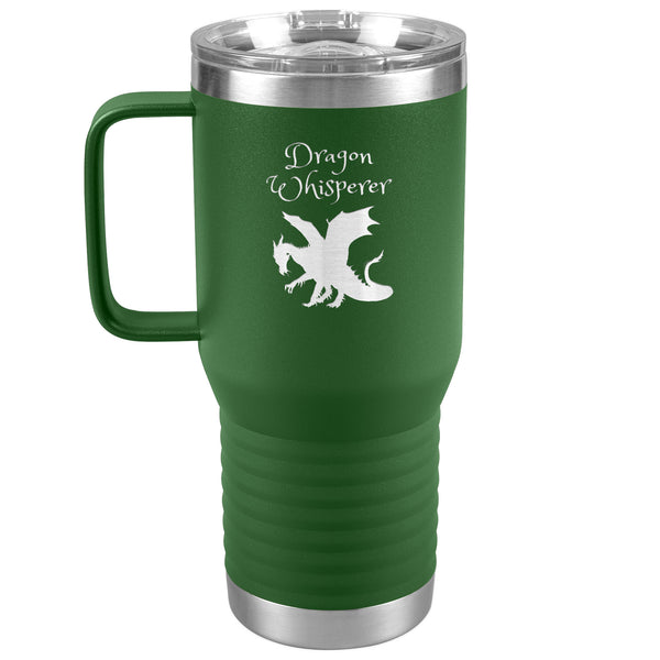Dragon Whisperer Large 20oz Travel Tumbler with Handle Stainless Steel Insulated for Trips, Work, Gaming and More, in 10 colors, Can be Personalized