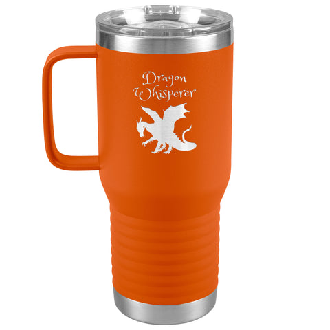 Dragon Whisperer Large 20oz Travel Tumbler with Handle Stainless Steel Insulated for Trips, Work, Gaming and More, in 10 colors, Can be Personalized