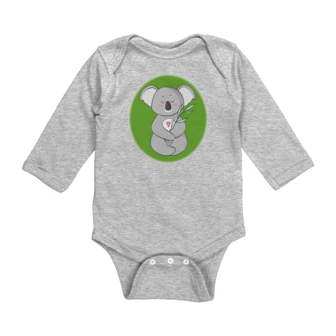 Koala Zen Meditation with Heart Baby Long Sleeve Bodysuit