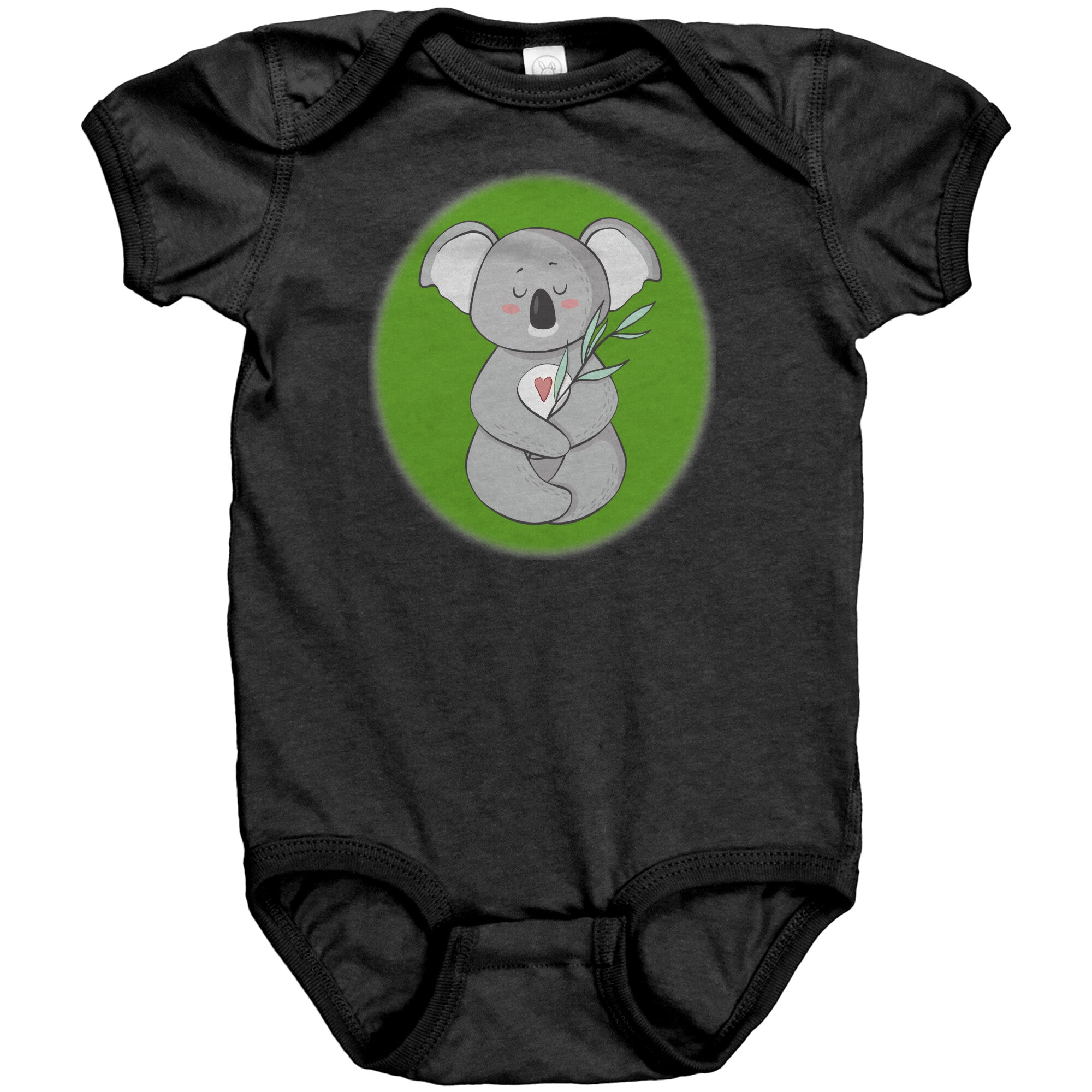 Koala Zen Meditation with Heart Baby Short Sleeve Bodysuit
