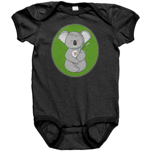 Koala Zen Meditation with Heart Baby Short Sleeve Bodysuit