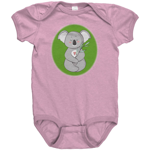 Koala Zen Meditation with Heart Baby Short Sleeve Bodysuit