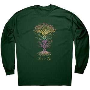 Love is Life Rainbow DNA Tree of Life Long Sleeve T-Shirt Sizes S-5X in 5 colors