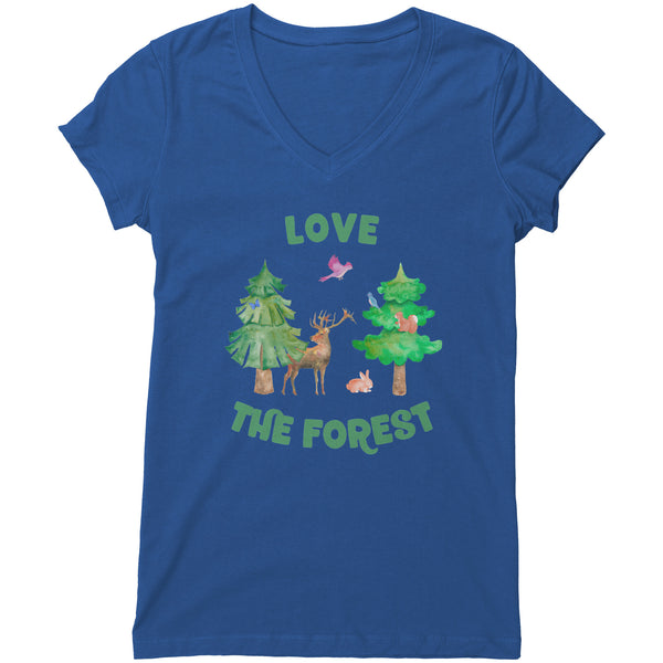 Love the Forest Women's V Neck Short Sleeve T Shirt