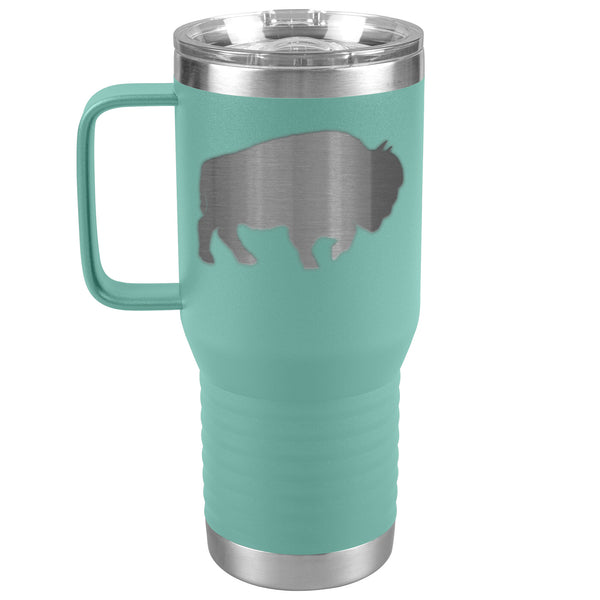 Buffalo Bison Large 20oz Travel Tumbler with Handle, Stainless Steel, Insulated, Can be Personalized