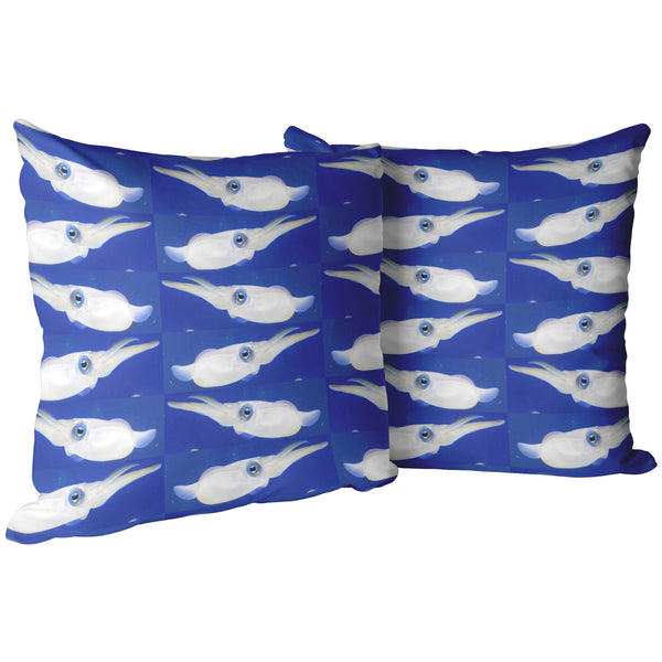 Squid Pillow White Blue Home Decor Choose Zipper Cover or Cover + Insert